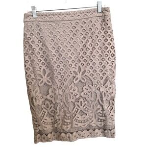 Downeast Lace pencil skirt size Medium beige nude tan